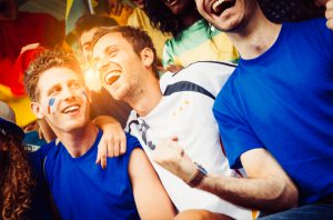 Fans of different nations at the stadium together